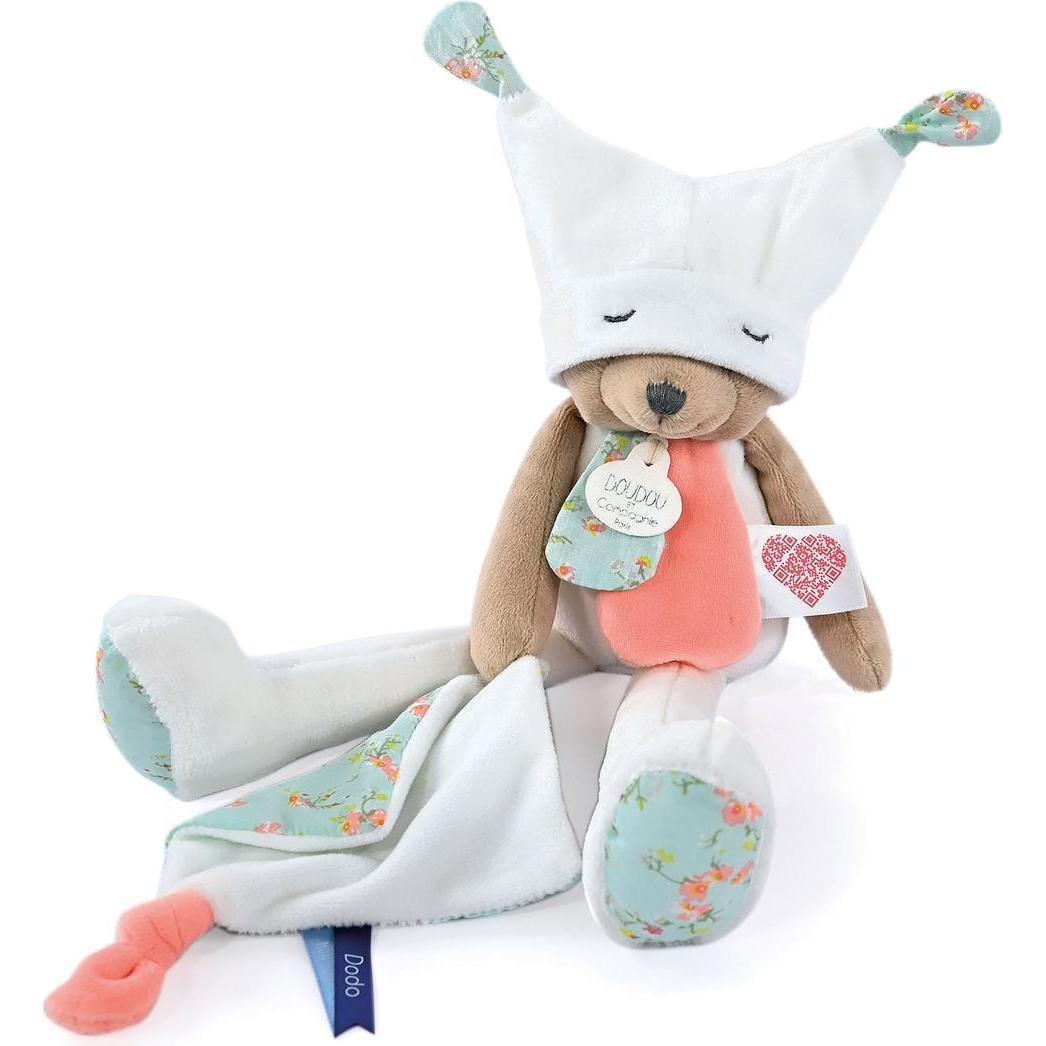 Thumbnail - Doudou et Compagnie, Schmusetuch, Schlenker-Bär mit Schmusetuch Tag&Nacht, weiss 35cm