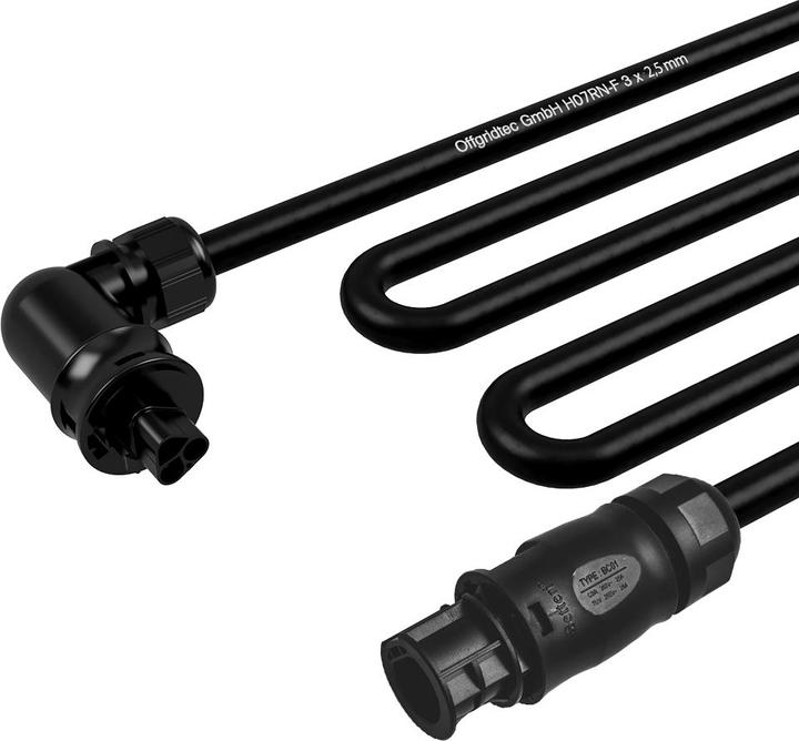 Produktbild Offgridtec AC Verlängerungskabel 5m mit Betteri BC01 Buchse zu Wieland RST20I3S gewinkelt (Solarstecker)