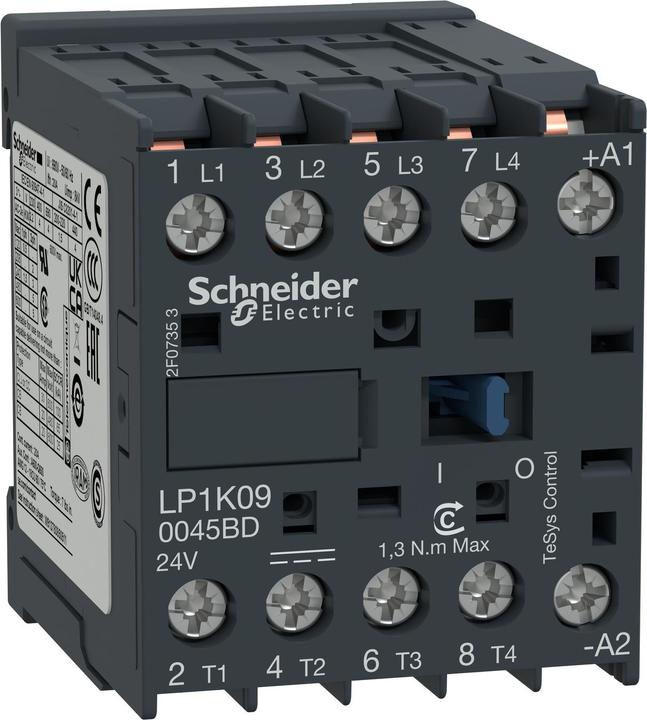 Produktbild Schneider Electric Leistungsschütz, 4p, 9A/AC1, 24V DC LP1K090045BD