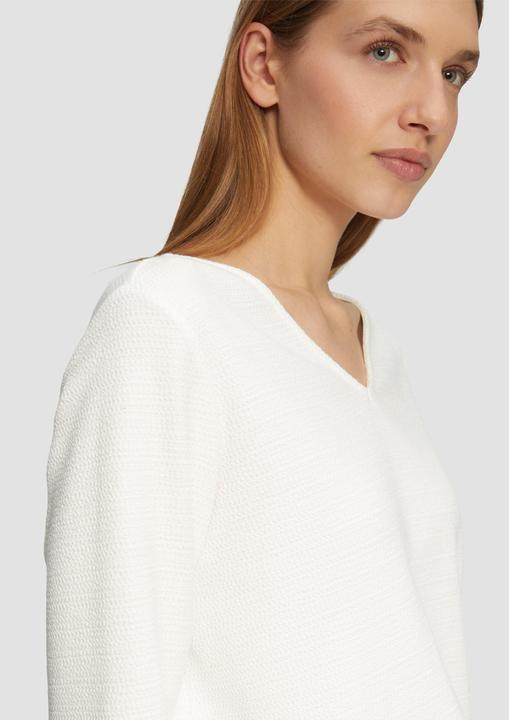 Produktbild S.Oliver Sweatshirt Strukturiertes Jersey-Sweatshirt mit V-Ausschnitt und 3/4-Ärmeln (44)