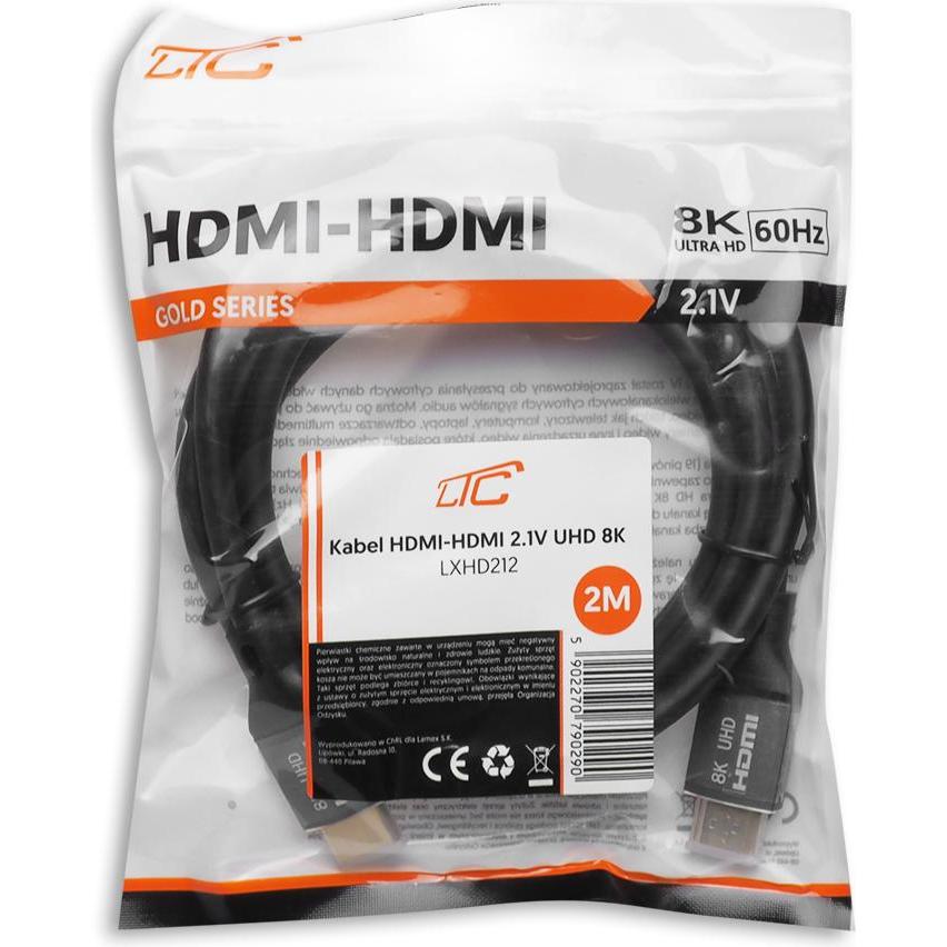 Thumbnail - Lasmex HDMI-HDMI-Kabel (v2.1 8K 2 m) schwarz (2 m, HDMI), Video Kabel