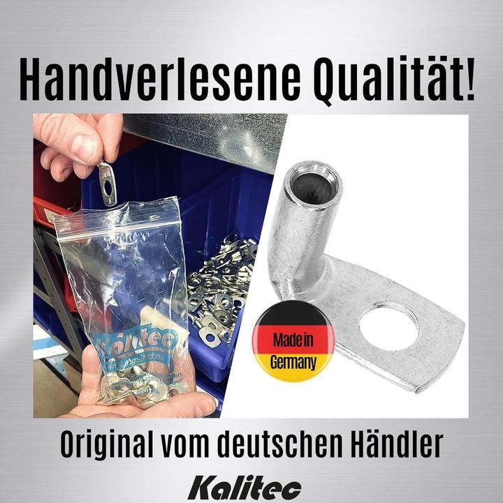 Produktbild Kalitec 10 Stück KA3-L8 Handelsübliche Rohrkabelschuhe gewinkelt 16mm² M8 I ohne Sichtloch I 90° I M