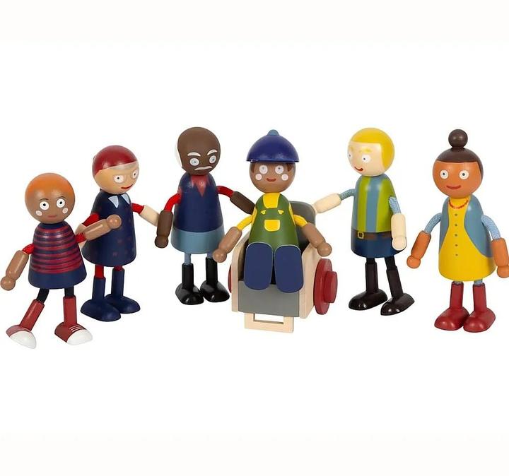 Actual product image small foot Bending Doll Family with Wheelchair