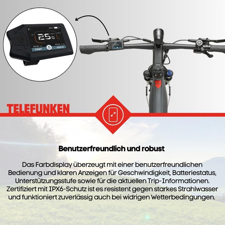 Actual product image Telefunken SUV E-Bike Herren SUV700 29 Zoll Mittelmotor 10-Gang Kettenschaltung (48 cm)