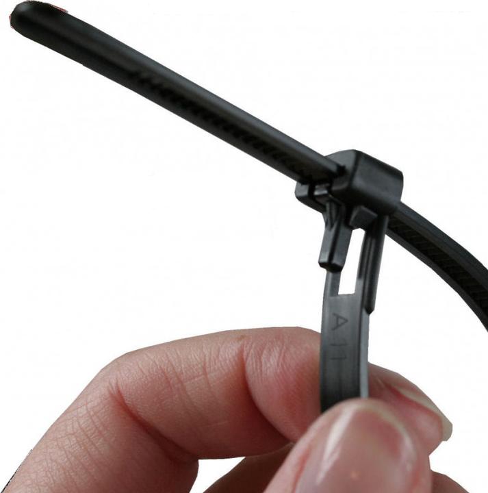 Actual product image ProPlus Detachable cable ties 7.6 x 200 mm 50 pieces black (Plastic cable ties, 200 mm, 50 pcs.)