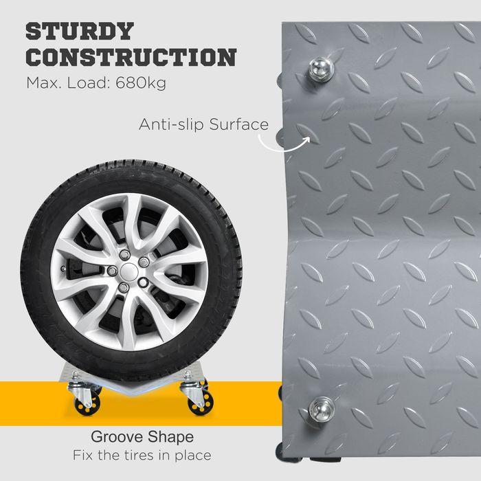 Immagine prodotto Swisshandel24 Cric di manovra 2 pezzi Aiuto alla manovra Cric per cambio gomme con 4 rulli per auto Grigio 40,5L