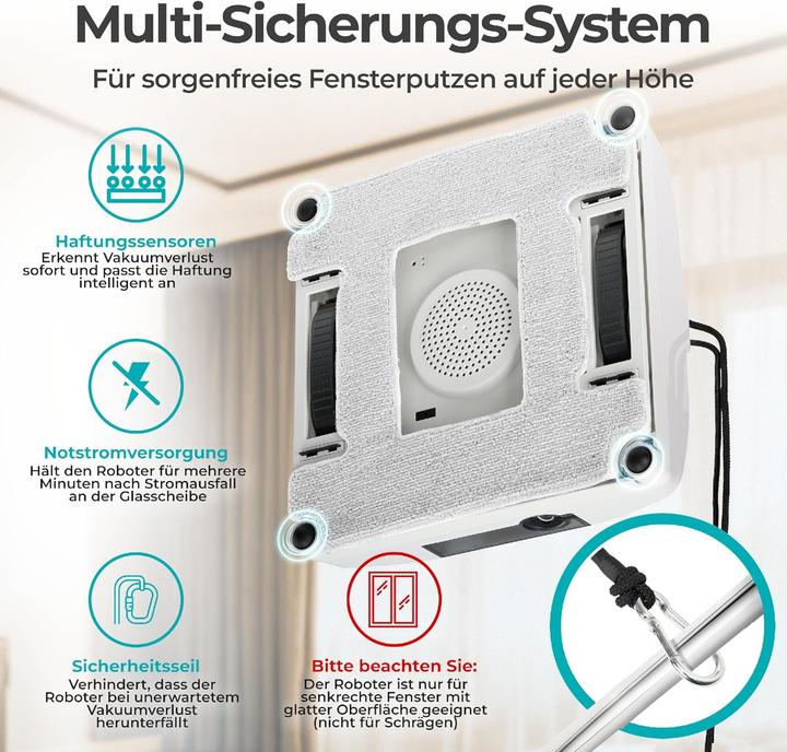 Actual product image KLAMER Fensterputzroboter, Kompakter Fensterroboter mit automatischer Kanten-Erkennung, Dual Sp…