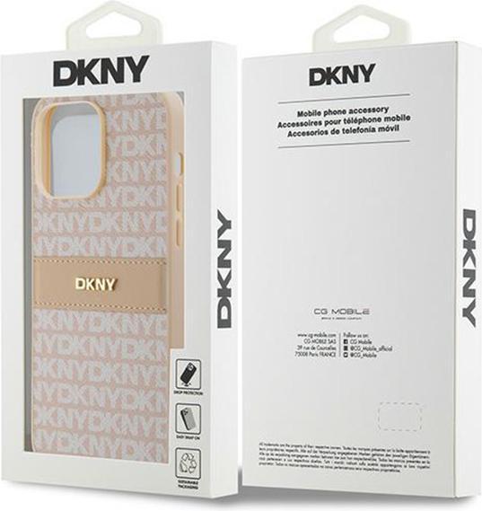Actual product image DKNY DKHCP14XPRTHSLP iPhone 14 Pro Max 6.7" różowy/pink hardcase Leather Mono Stripe & Metal Logo (Apple iPhone 14 Pro Max)
