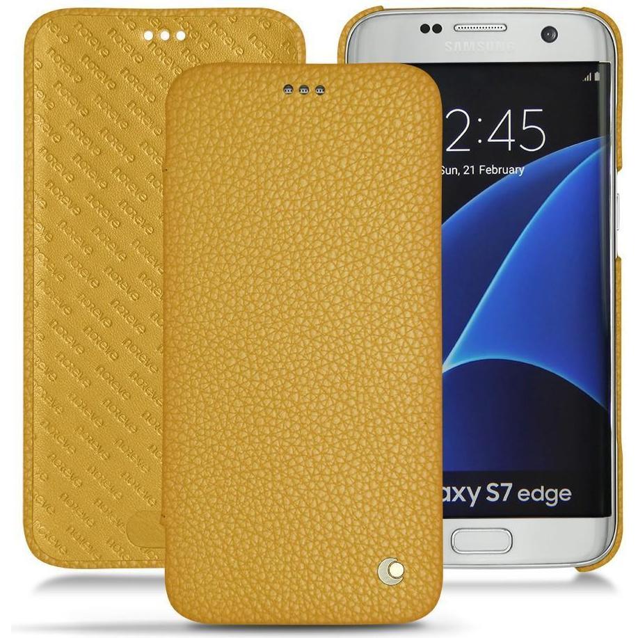 Noreve Lederschutzhülle horizontal (Samsung Galaxy S7 Edge), Smartphone Hülle, Orange