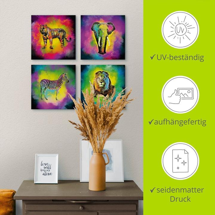 Image du produit Artland Explosion de couleurs éléphant lion zèbre tigre K1PT (30 x 30 cm)