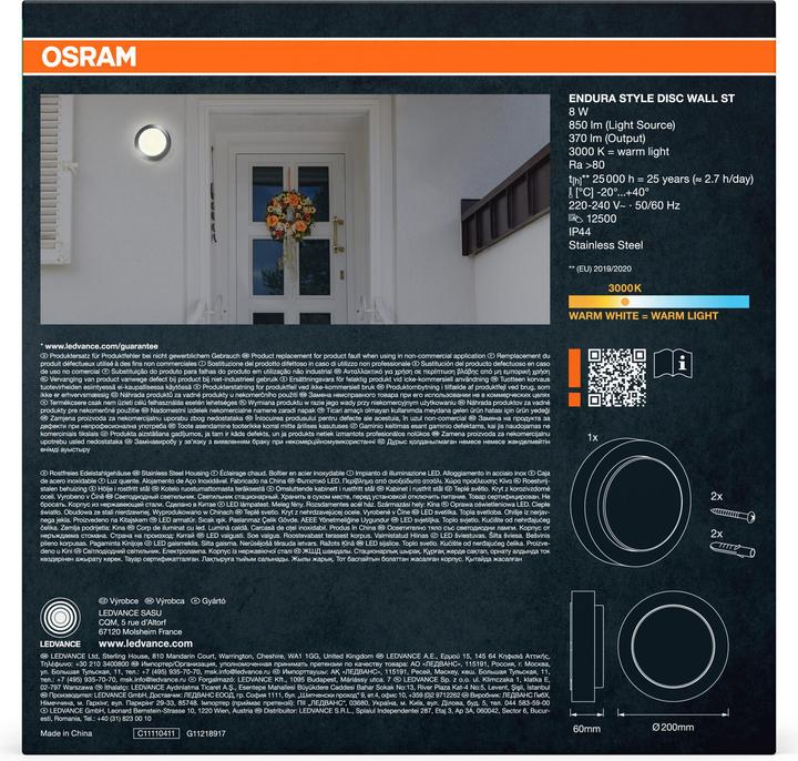 Produktbild Osram ENDURA STYLE DISC Wall 8W (370 lm, IP44)