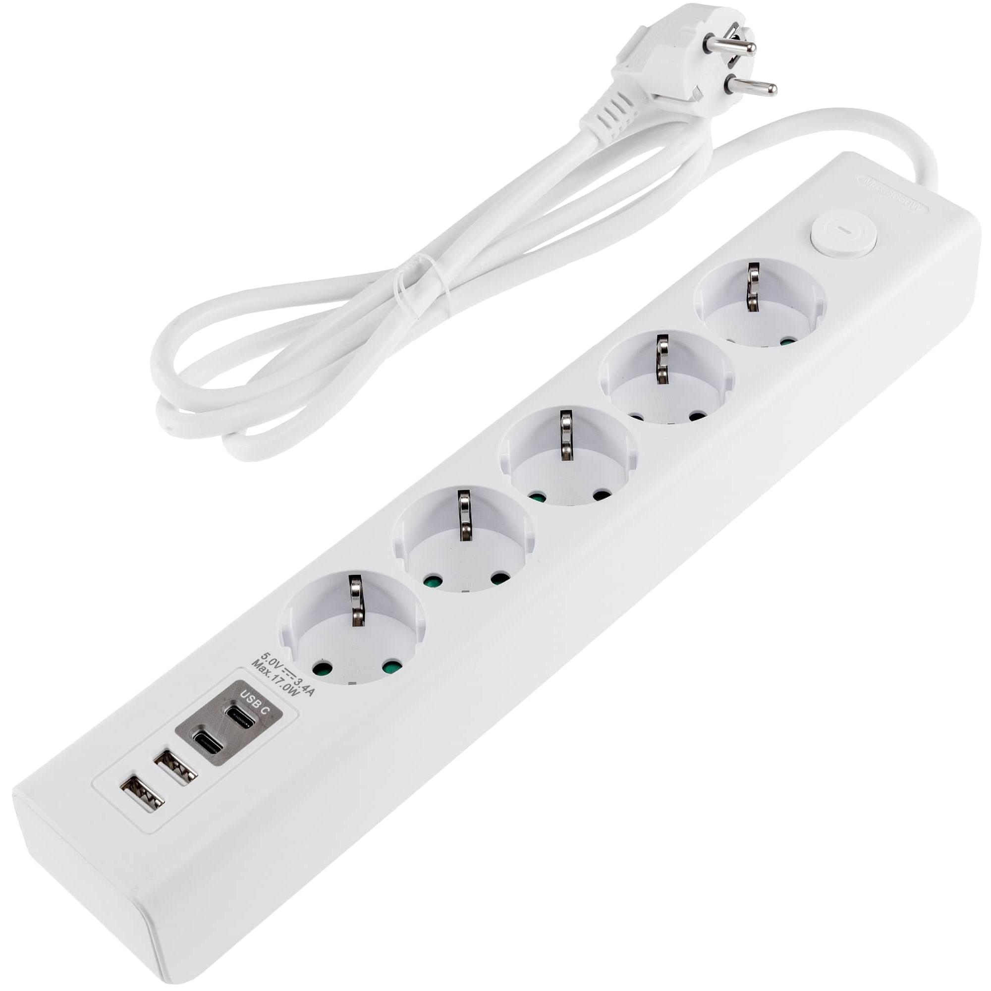 Thumbnail - Chilitec, Steckdosenleiste, Steckdosenleiste, 5-fach, USB-A+C, 1,5 m Zuleitung, weiss (5 x)