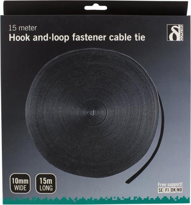 Produktbild Deltaco CM1015S cable tie Hook & loop cable tie Velcro Black 1 pc(s) (Klettkabelbinder, 1 Stk.)