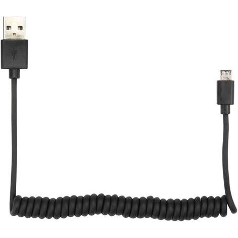 Velleman Spiralkabel Micro USB auf USB A 2.0 1,5m schwarz (USB 2.0), USB Kabel