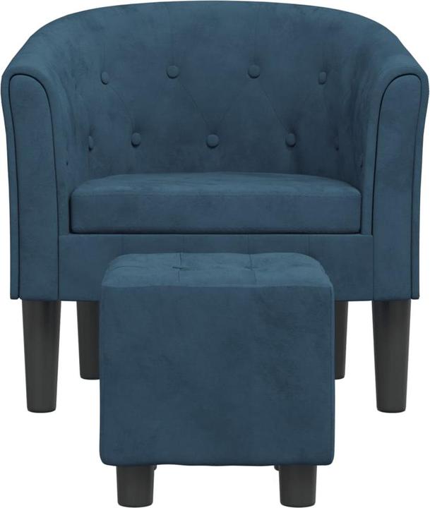 Image du produit vidaXL Clubsessel mit Fusshocker Dunkelblau Samt,Farbe