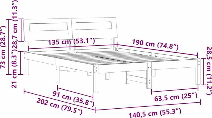 Image du produit vidaXL Plattformbettgestell (135 x 190 cm)