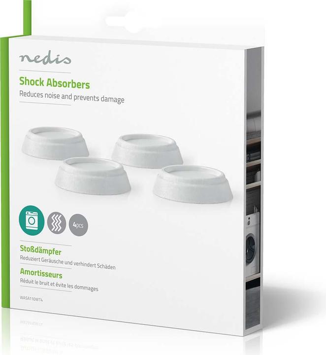 Immagine prodotto Nedis Ammortizzatore antivibrazioni | Universale | 60 mm | 15 mm | 4 pezzi | Bianco | Plastica