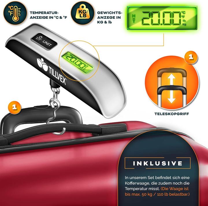 Image du produit Tillvex 3-teilige Reisekoffer-Set mit Kofferwaage & Anhänger