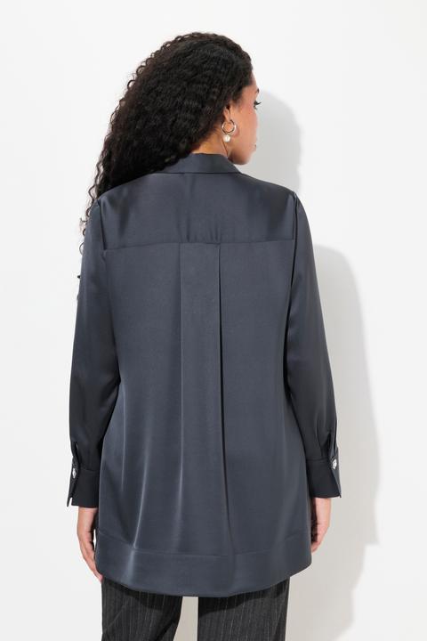 Image du produit Ulla Popken Chemisier en acétate, ligne en A, col chemise et manches longues (60)