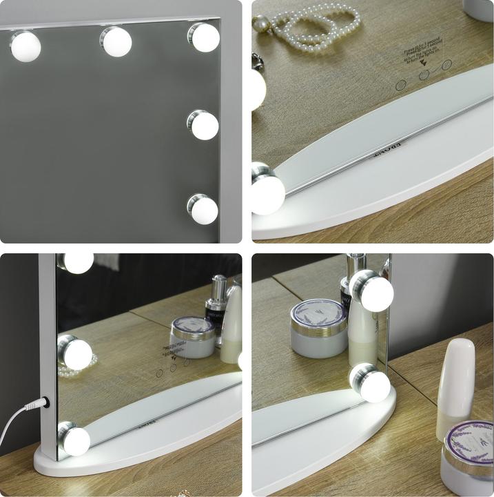 Actual product image Homcom Make-up mirror with 12 LED lights (51 x 41.5 x 13.5 cm)