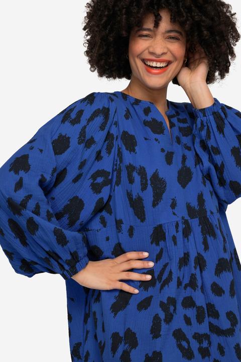 Produktbild Angel of Style Musselin-Kleid, Leodruck, Tunika-Ausschnitt, weite Ballonärmel (48)