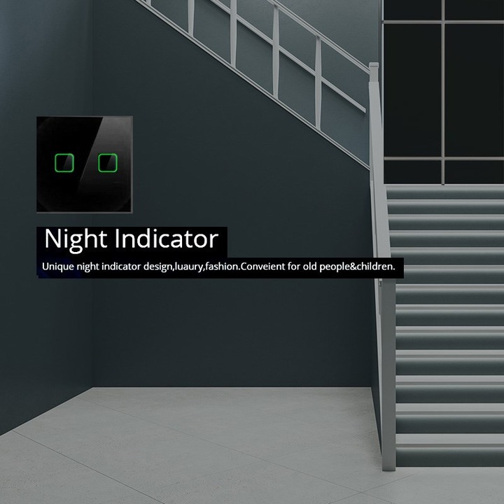 Produktbild Maclean Touch Kippschalter Lichtschalter Kreuzschalter Wandschalter Treppenschalter mit Farbwechsel LED Hint