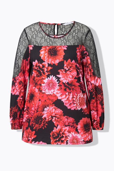 Immagine prodotto Miamoda Bluse, A-Linie, Blütenmuster, Mesh-Einsätze (58)