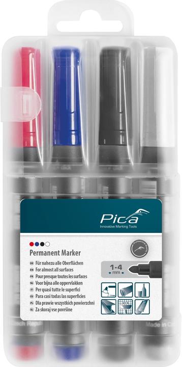 Produktbild Pica permanent Marker 1-4mm sortiert mit Instant-White (4x)