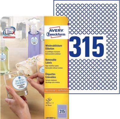 Actual product image Avery Round labels, removable