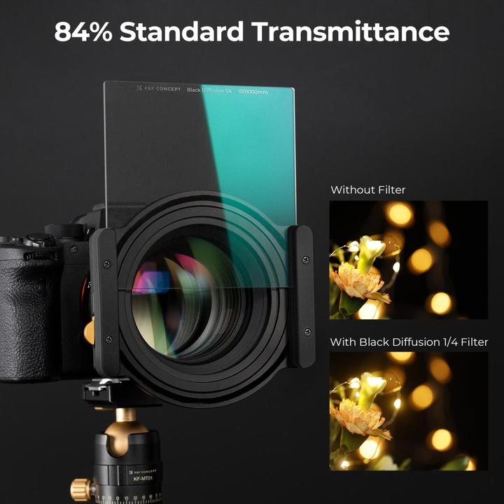 Image du produit K&F Concept Filtre de diffusion Concept 100x100 1/4 noir (100 mm, Filtre Black Mist, 100 mm)