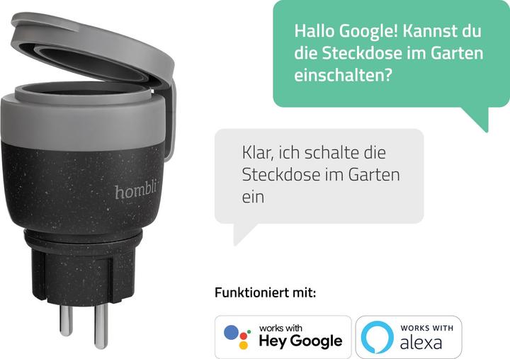 Actual product image Hombli Smart Outdoor Socket EU V2, Black