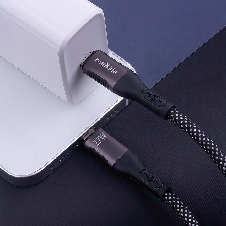 Actual product image Maxlife MXUC-11 magnetic cable USB-C - Lightning 1,0 m 27W black nylon (1 m, USB 3.2 Gen 1, 27 W)