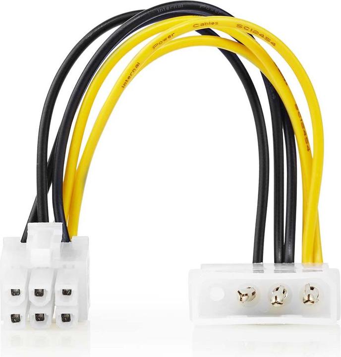 Produktbild Nedis Interne Stromkabel Molex Stecker PCI Express Stecker Vergoldet 0.20 m rund PVC Gelb/Schwarz Pl (15 cm)