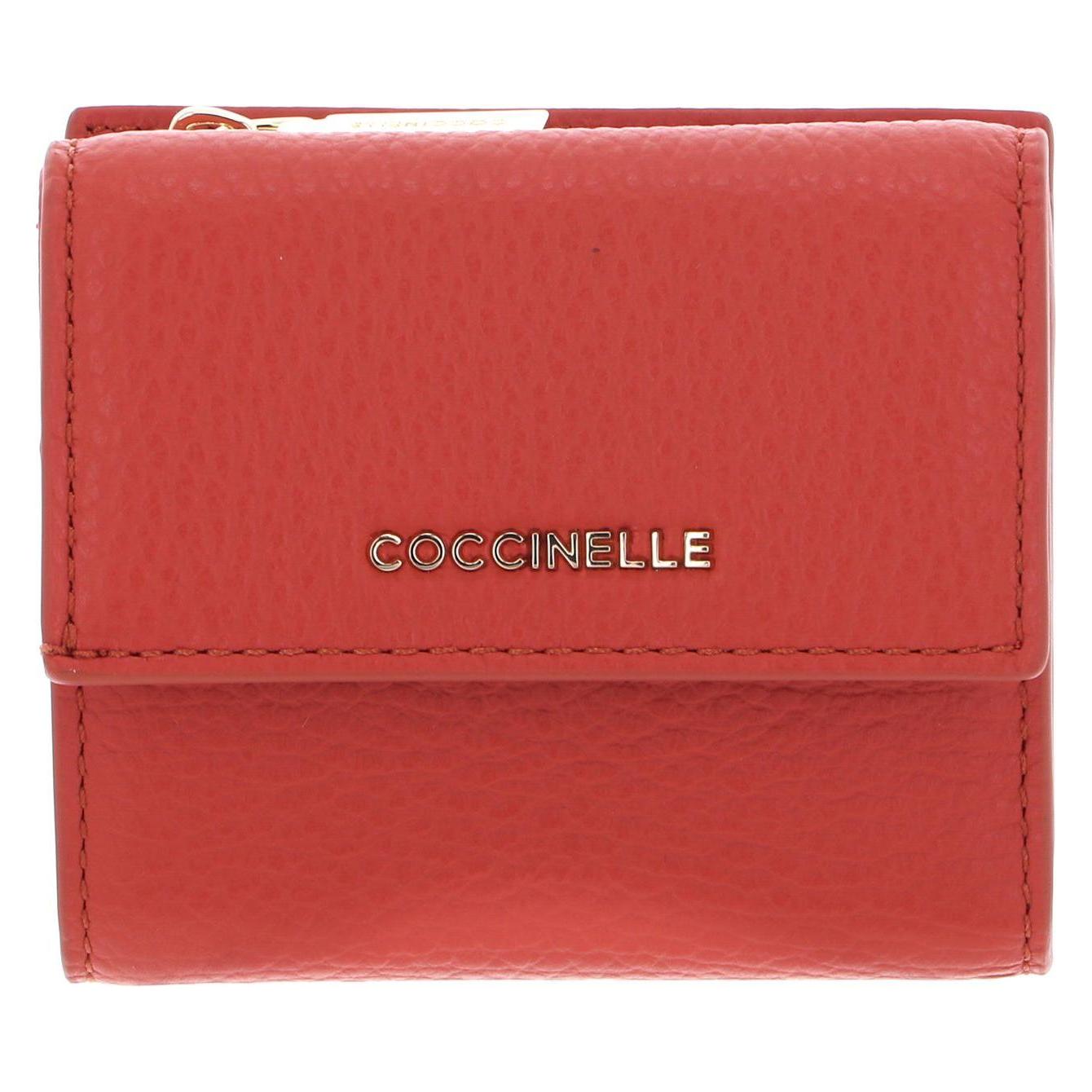 Coccinelle, Damen, Portemonnaie, Metallic Soft Wallet Grained Leather, Rot