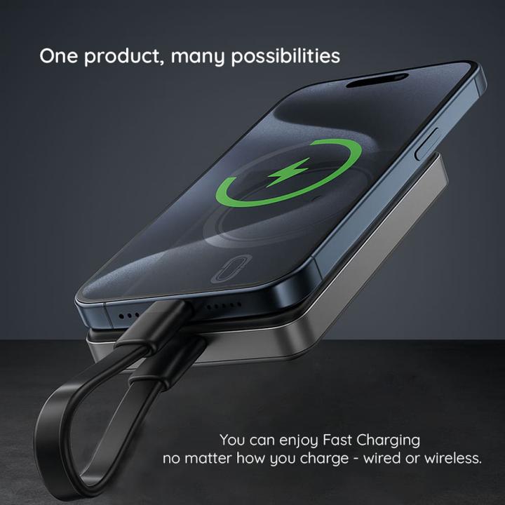 Actual product image Acefast Powerbank M12-10000 PD20W ultra-slim, MagSafe compatible - black (10000 mAh, 20 W, 37 Wh)