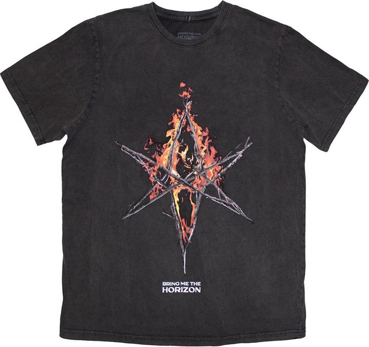 Bring Me The Horizon Flame Hex & Text Logo Wash (M)