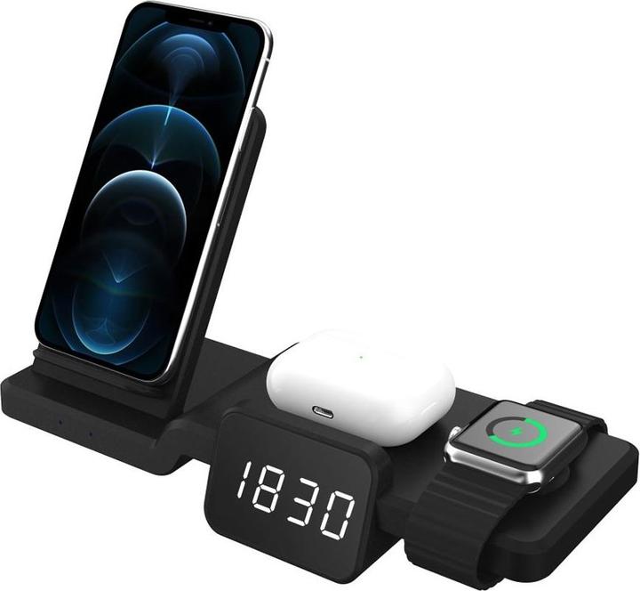 Produktbild Deltalabs Qi Fast Charging Ladegerät Dockingstation Apple Watch / Smartphone / AirPods (15 W)