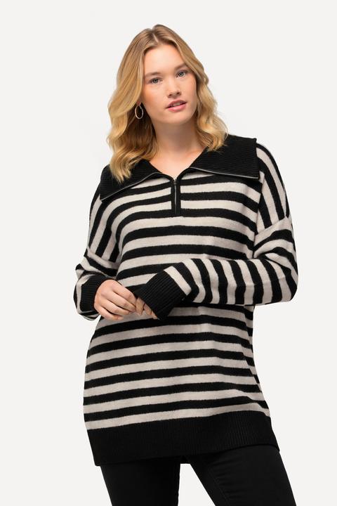 Produktbild Ulla Popken Troyer, Ringel, Oversized, Reissverschluss, Langarm (46, 48)