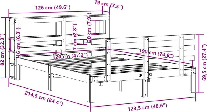 Actual product image vidaXL Bedstead (120 x 190 cm)