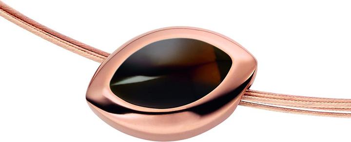 Image du produit Xen Pendentif rose doré avec navette brune Hydrothermal quartz (Acier inoxydable massif)