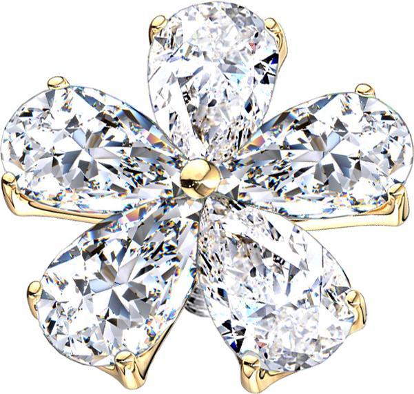 Immagine prodotto Star Piercing Fiore dermico placcato in oro con gocce di cristallo (Ottone, Acciaio chirurgico 316L)