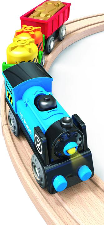 Actual product image Hape battery-powered freight train