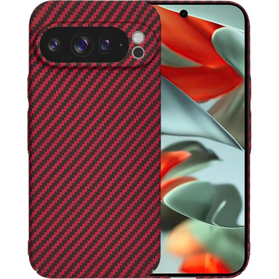 Techsuit - Carbonite FiberShell - Google Pixel 9 Pro XL - Red (Google Pixel 9 Pro XL), Cover smartphone, Rosso