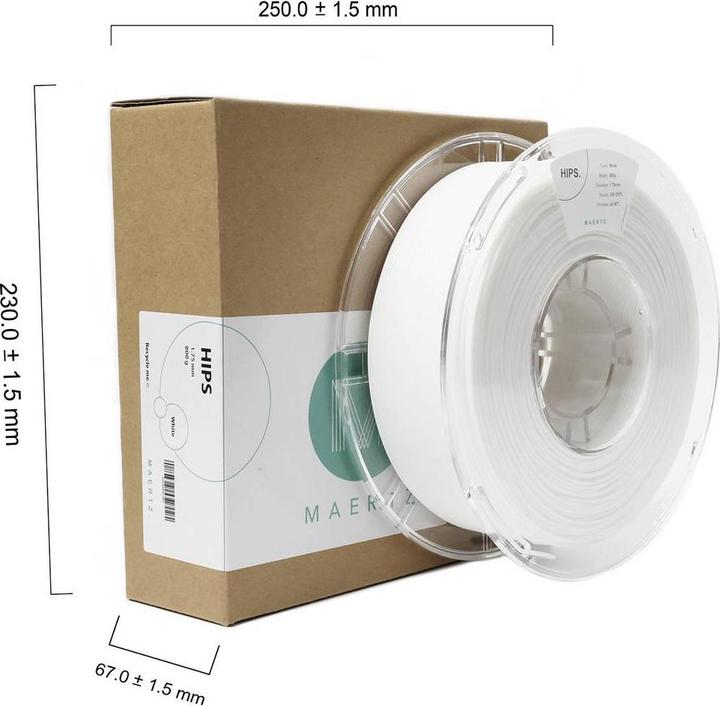 Produktbild Maertz HIPS White 1.75 mm 800 g (HIPS, 1.75 mm, 800 g)