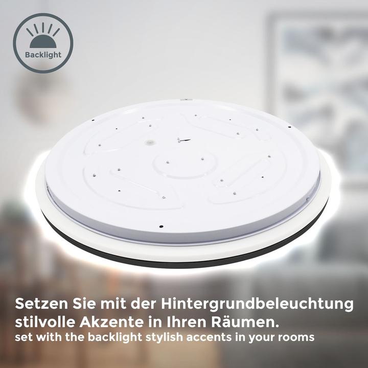 Produktbild B.K.Licht LED Deckenleuchte mit Backlighteffekt, schwarz, 1xLED/24W (3000 lm)
