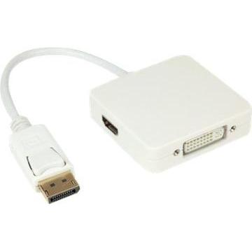 JJ Computer JOUJYE AVC 191-0.2m DP DVI-HDMI-DP 3in1 Adapter white (DVI, HDMI, 20 cm), Adattatore dati + video, Bianco