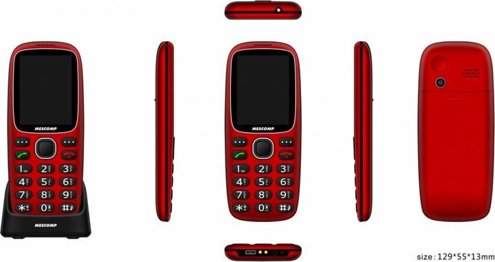 Actual product image MesMed Seniorenhandy Mescomp MT-166 Edgar Elegant SOS 4G Rot