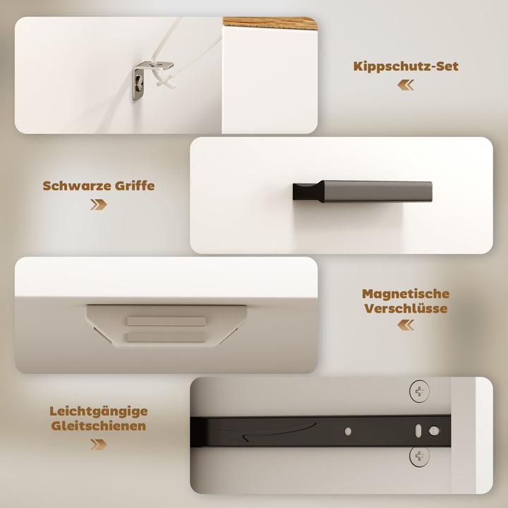 Image du produit Homcom Sideboard Spanplatte Weiss+Naturholz (35 x 68.60 x 90.30 cm)