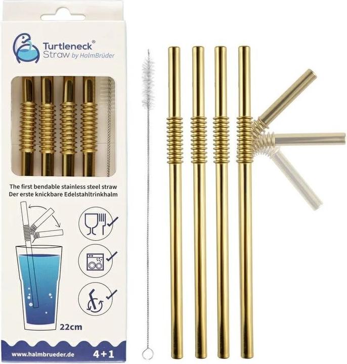 Produktbild Turtleneck Straw Biegbare Edelstahl Trinkhalme (4x)