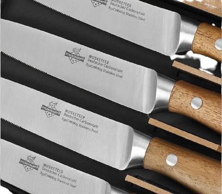 Actual product image Steakchamp Steak knives set of 4 carbon steel, wood (4 Piece, Knife)